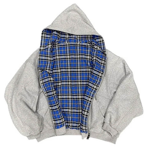 Boogzel Apparel 90s Plaid Reversible Hooded Jacket