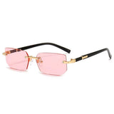 Boogzel Apparel 90s Rectangle Rimless Sunglasses, view 4