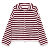 Boogzel Apparel 90s Striped Knit Zip-Up Cardigan, view 2