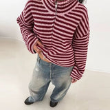 Boogzel Apparel 90s Striped Knit Zip-Up Cardigan, view 3