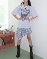 Boogzel Apparel Maggie Asymmetrical Blue Plaid Skirt, view 2