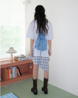 Boogzel Apparel Maggie Asymmetrical Blue Plaid Skirt, view 5