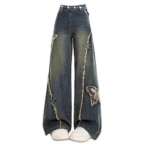 Boogzel Apparel Aesthetic Butterfly Flared Jeans