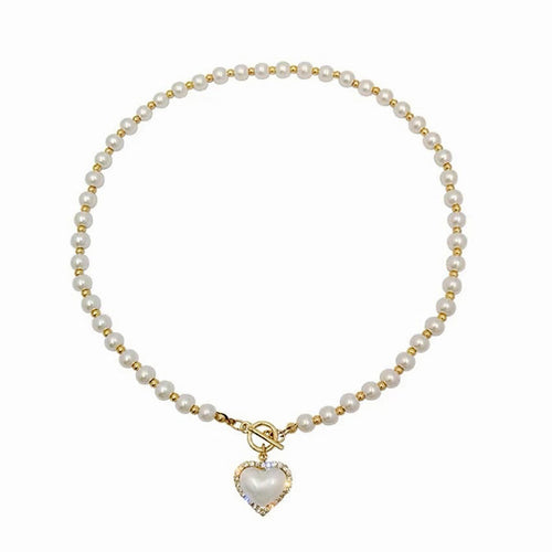 Boogzel Apparel Aesthetic Heart Pearl Necklace