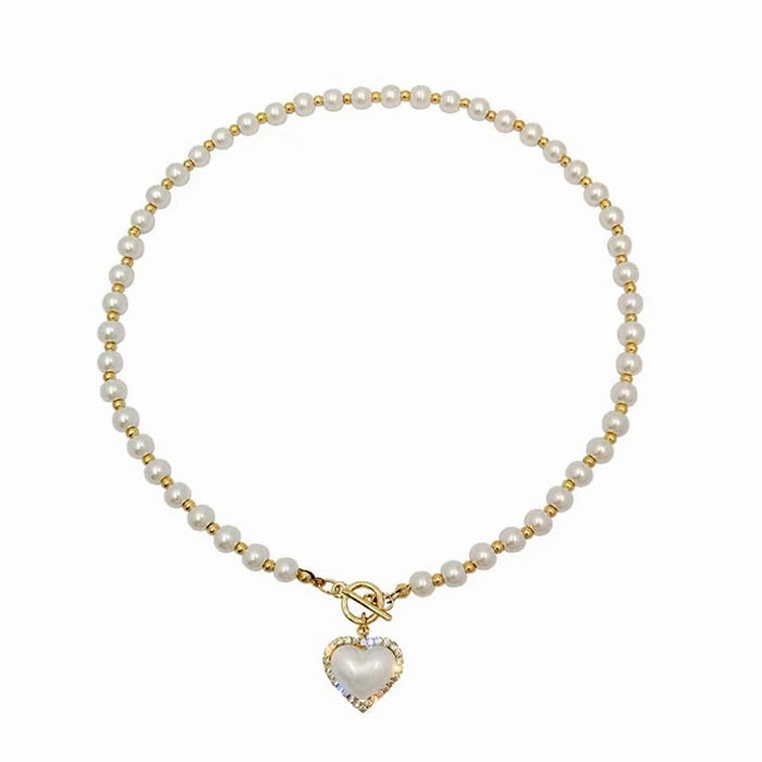 Boogzel Apparel Aesthetic Heart Pearl Necklace