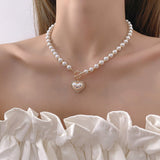 Boogzel Apparel Aesthetic Heart Pearl Necklace, view 2