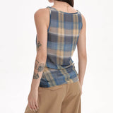Boogzel Apparel Aesthetic Plaid Draped Tank, view 4
