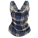 Boogzel Apparel Aesthetic Plaid Draped Tank, view 6