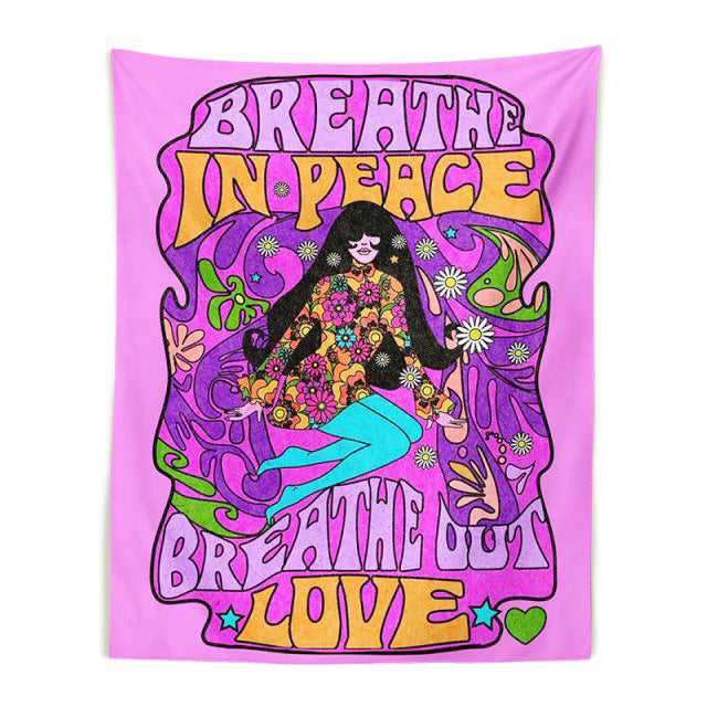 Boogzel Apparel Breathe in Peace Wall Tapesrty
