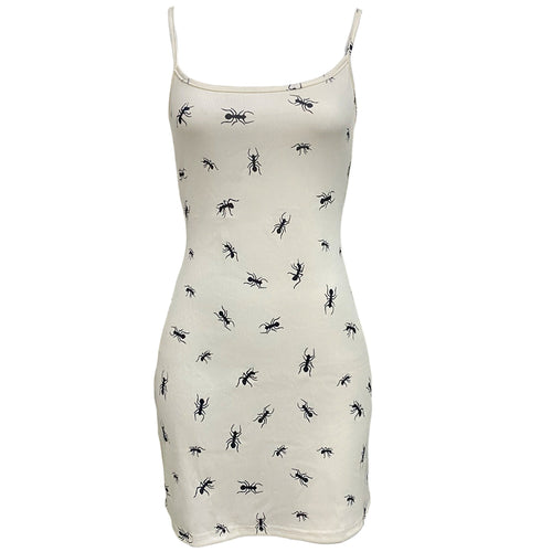 Boogzel Apparel All Over Ant Print Ribbed Slip Dress