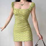 Boogzel Apparel Amalfi Lemon Ruched Mini Dress, view 2