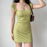 Boogzel Apparel Amalfi Lemon Ruched Mini Dress, view 3