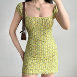 Boogzel Apparel Amalfi Lemon Ruched Mini Dress, view 6