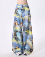 Boogzel Apparel Angel Cat Print Wide-Leg Pants, view 2