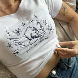 Boogzel Apparel Angel Print Crop Top, view 3