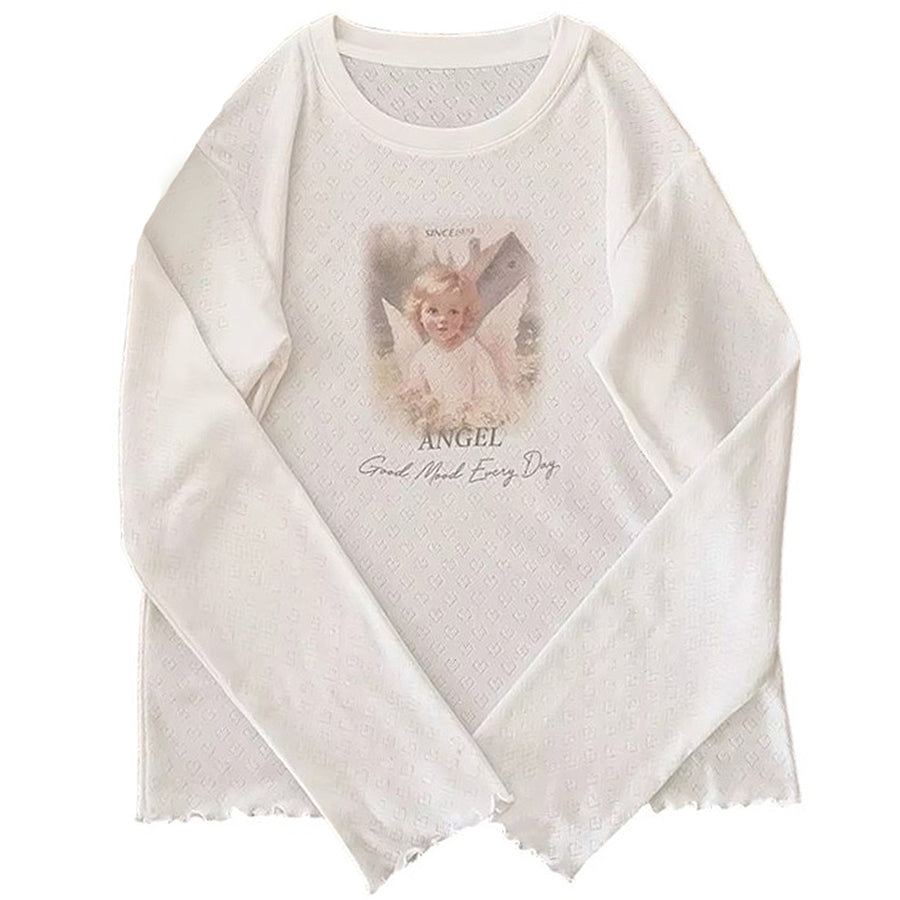 Boogzel Apparel Angel Print Long Sleeve Top
