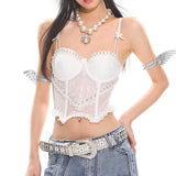 Boogzel Apparel Angelcore Sheer Lace Corset Top, view 3