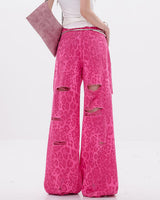Boogzel Apparel Animal Behavior Pink Wide Leg Jeans, view 6