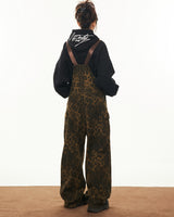 Boogzel Apparel Animal Instincts Leopard Print Denim Overalls, view 5