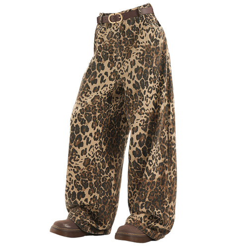 Boogzel Apparel Animal Instincts Leopard Print Wide-Leg Pants