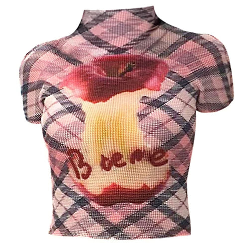 Boogzel Apparel Apple Core Print Y2K Baby Tee