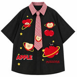 Boogzel Apparel Apple Embroidered Short Sleeve Tie Shirt, view 2