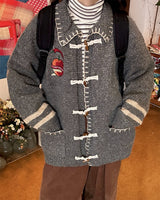 Boogzel Apparel Apple Embroidery Grey Cardigan, view 3