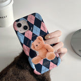 Boogzel Apparel Argyle Bear PopSocket iPhone Case, view 2