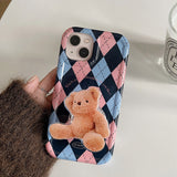 Boogzel Apparel Argyle Bear PopSocket iPhone Case, view 3