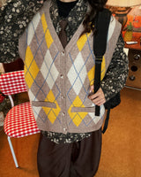 Boogzel Apparel Argyle Button Up Grandpa Knit Vest, view 6