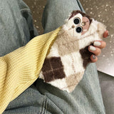 Boogzel Apparel Argyle Fuzzy iPhone Case, view 3