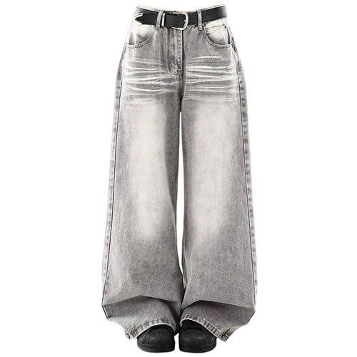 Boogzel Apparel Ash Grey Faded Wide Leg Jeans
