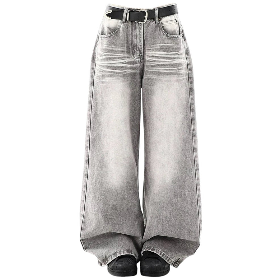 Boogzel Apparel Ash Grey Faded Wide Leg Jeans