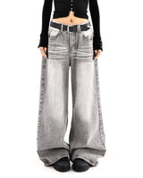 Boogzel Apparel Ash Grey Faded Wide Leg Jeans, view 2