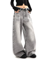 Boogzel Apparel Ash Grey Faded Wide Leg Jeans, view 3