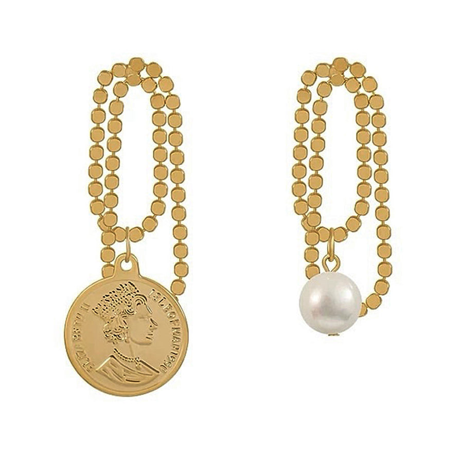 Boogzel Apparel Asymmetrical Coin Drop Earrings