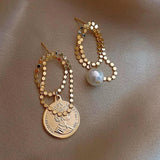 Boogzel Apparel Asymmetrical Coin Drop Earrings, view 2