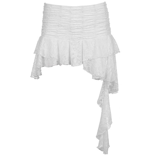 Boogzel Apparel Asymmetrical White Lace Skirt