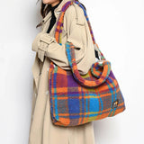 Boogzel Apparel Autumn Feels Plaid Tote Bag, view 4