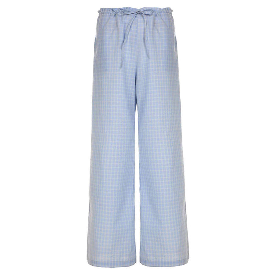 Boogzel Apparel Baby Blue Gingham Wide-Leg Pants