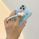 Boogzel Apparel Baby Blue Pearl Chain iPhone Case, view 4