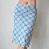 Boogzel Apparel Baby Blue Plaid Midi Skirt, view 2
