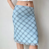 Boogzel Apparel Baby Blue Plaid Midi Skirt, view 3