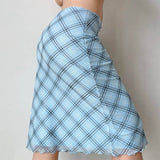Boogzel Apparel Baby Blue Plaid Midi Skirt, view 5