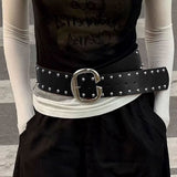 Boogzel Apparel Bad Reputation Wide Studded Belt, view 4