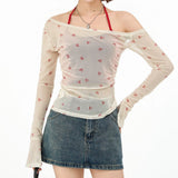 Boogzel Apparel Balletcore Aesthetic Bow Mesh Top, view 3