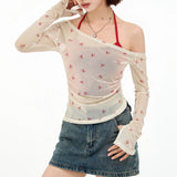 Boogzel Apparel Balletcore Aesthetic Bow Mesh Top, view 6