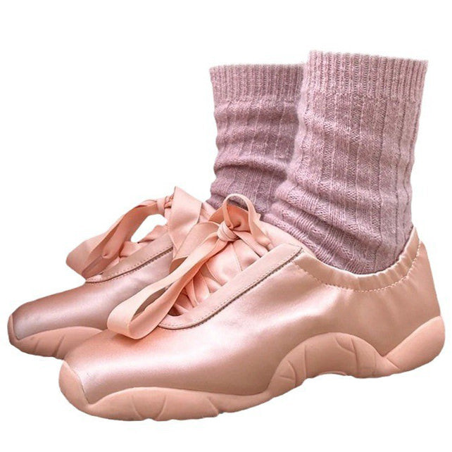 Boogzel Apparel Balletcore Aesthetic Satin Bow Sneakers