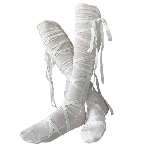 Boogzel Apparel Balletcore Tie Up Knee High Socks