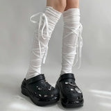 Boogzel Apparel Balletcore Tie Up Knee High Socks, view 4
